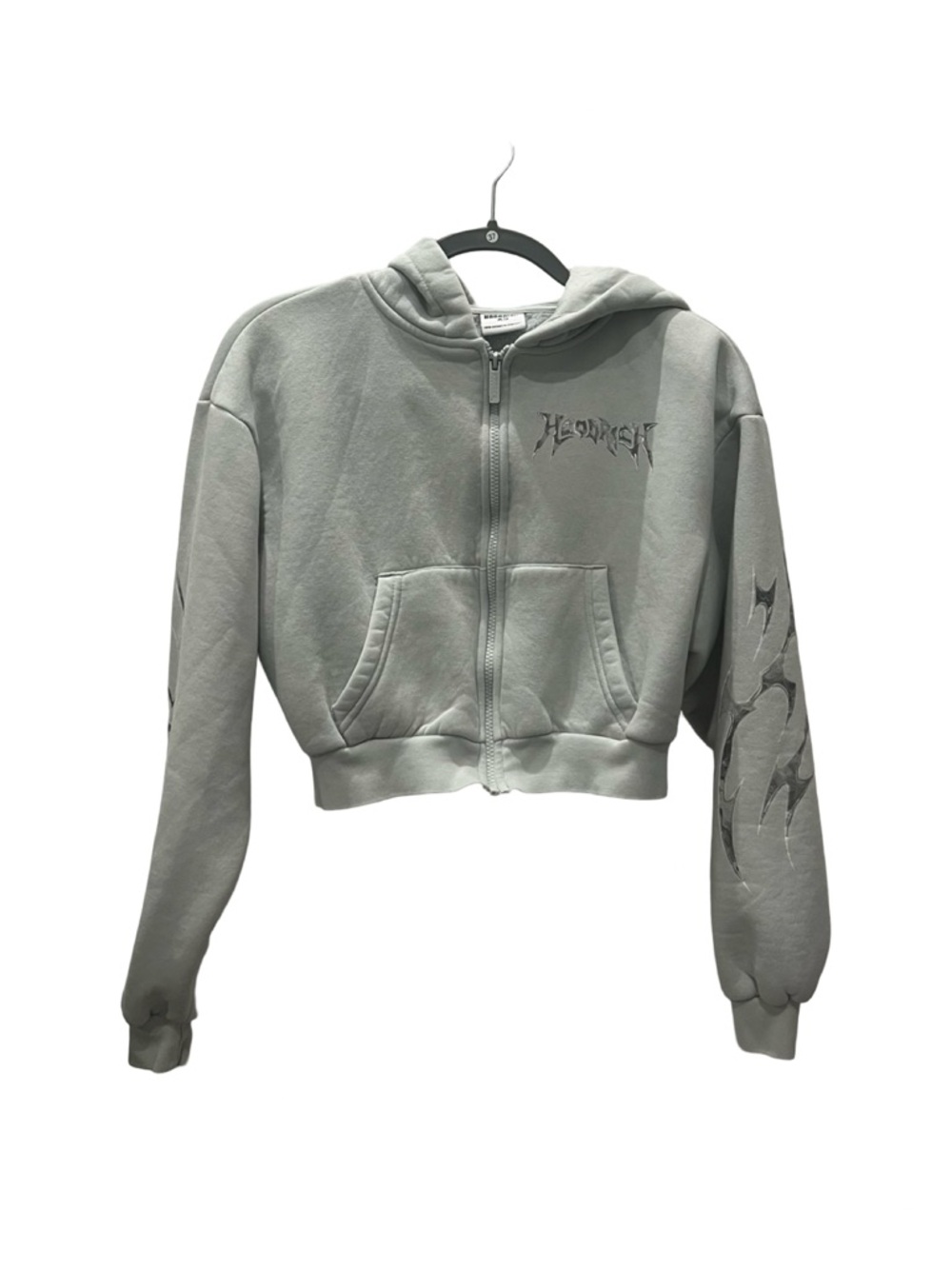 Hoodrich Cropped Gray Zip Hoodie